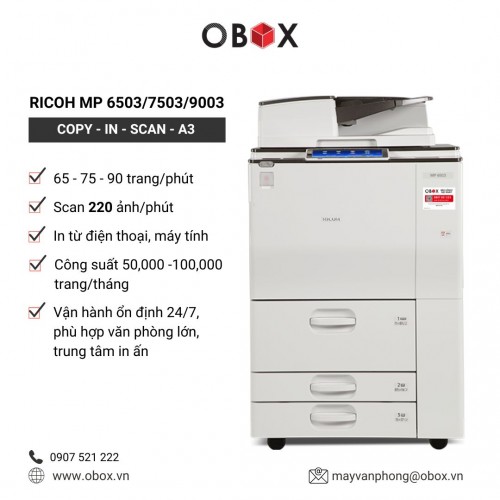 Thuê máy photocopy Ricoh MP 6503 7503 9003 – Công Suất Lớn, Vận Hành Ổn Định